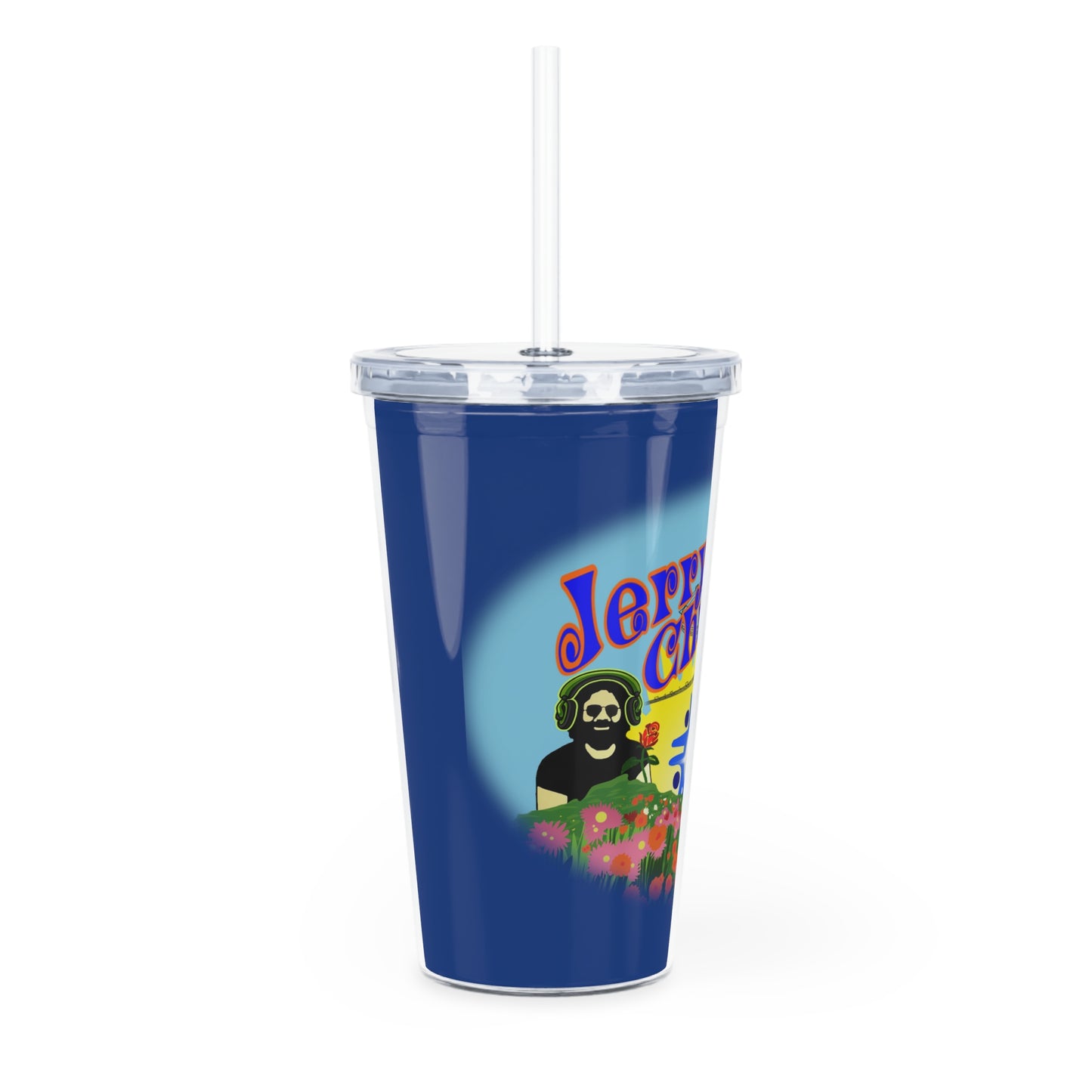 Jerry Church - Blue Plastic Tumbler with Straw