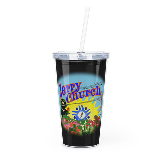 Jerry Church - Black Plastic Tumbler with Straw